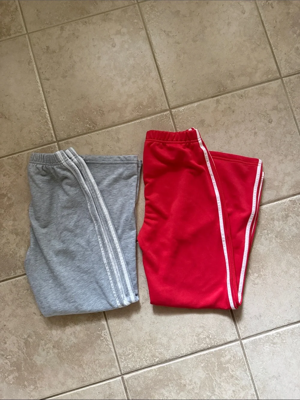 Girls Wide Leg Track Pants with White Side Stripe, 2 pair